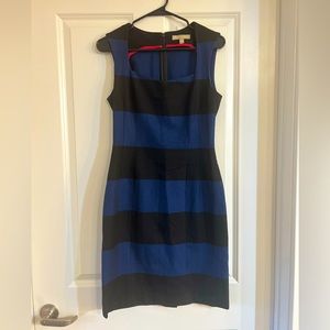 Banana Republic sheath sleeveless dress, striped blue and black. Size 6.